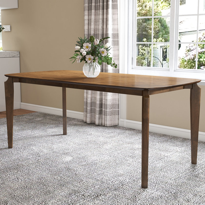 Rectangular Dining Table With Solid Wood Legs, Farmhouse Dining Table For Kitchen/Dining Room/Guest Room, Walnut