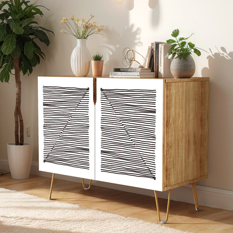 35'' Sideboard, Abstract Lines Gray
