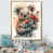 Toile avec cadre flottant or