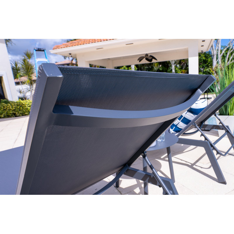 Ensemble de chaises longues inclinables de 83 po Reansh, Gris anthracite