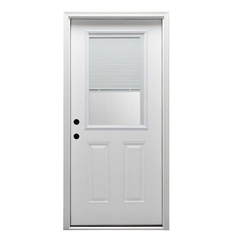 Porte d'entrée avant pré-montée en fibre de verre 1/2-Lite, Droite / vers l'intérieur, H 80 po x l 36 po x P 1,75 po