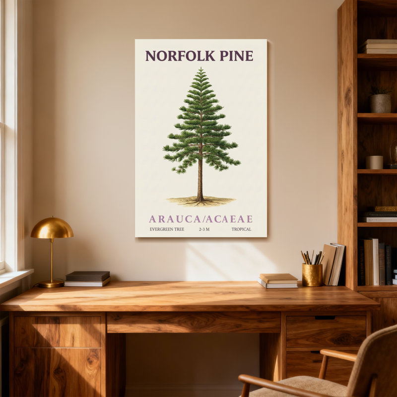 Plantes et fleurs, impression botanique de pin de Norfolk, H 36 po x l 24 po