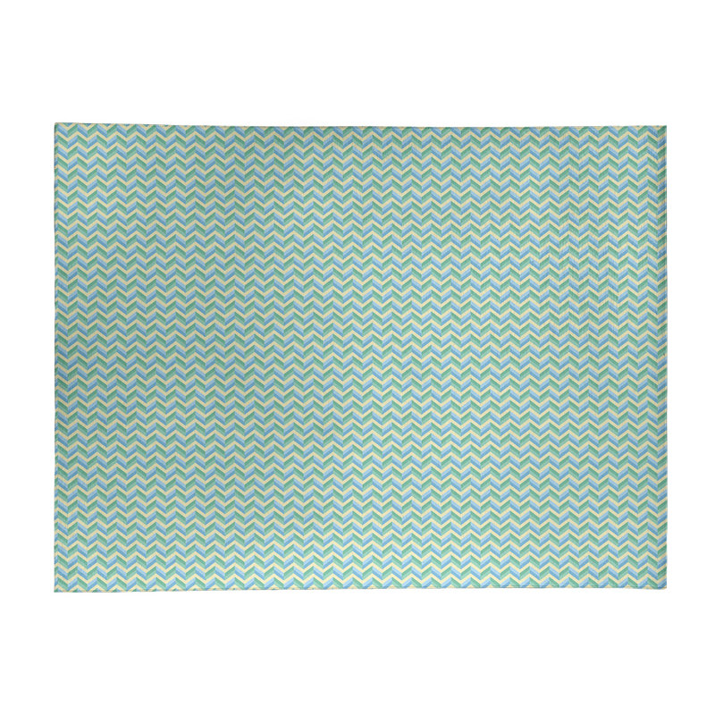 Tapis bleu ciel/vert chevron, Rectangle 9 pi x 12 pi