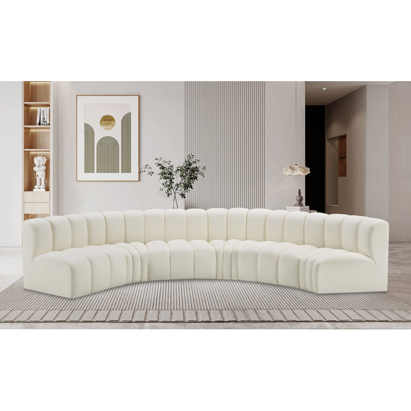 Canapé en cuir végétalien 151 po Hufeza, Cuir crème végétalien