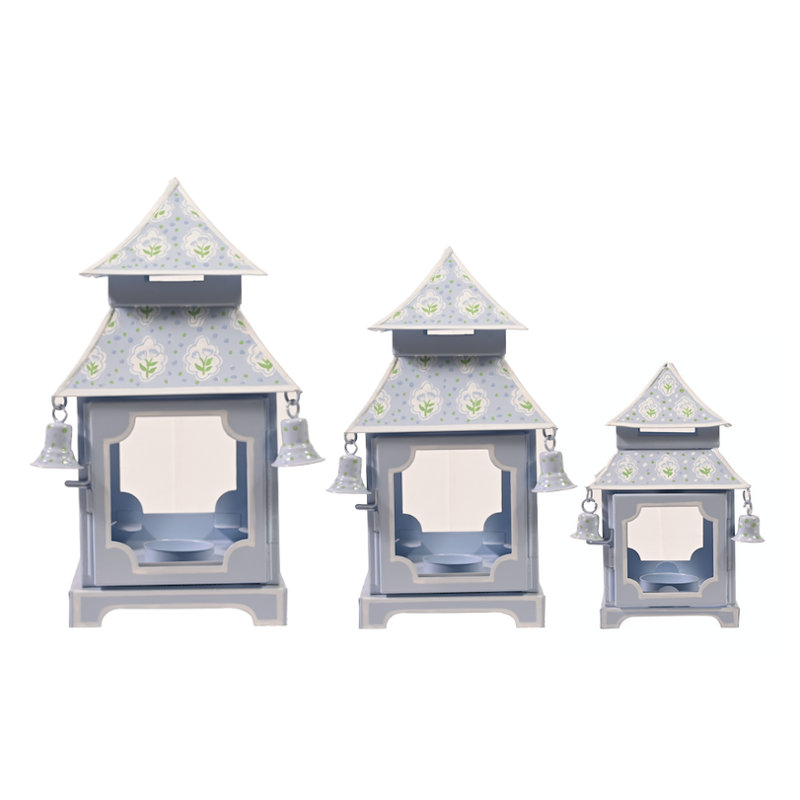 Lavender & Tulip Pagoda Lantern (3 Sizes), 11" H x 6" W x 6" D