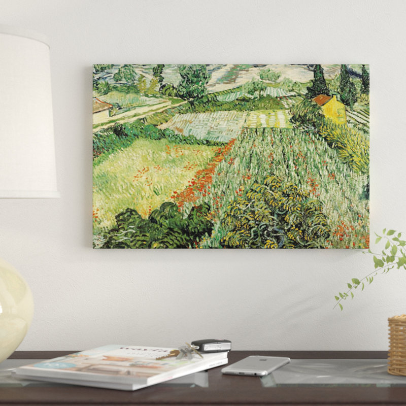 « feld mit mohnblumen » par vincent van gogh, impression sur toile, H 12 po x l 18 po x P 1,5 po, Toile tendue, Pas de tapis