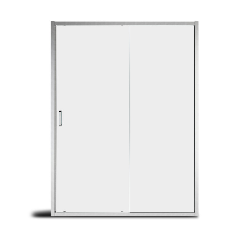 Porte de douche coulissante simple encadrée l 60 "x H 72", Nickel brossé