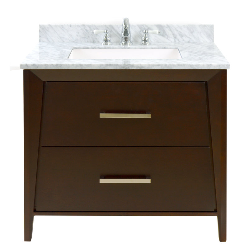 Ensemble de meuble-lavabo de salle de bain simple 36 po Vanmatre, Carrara, Espresso