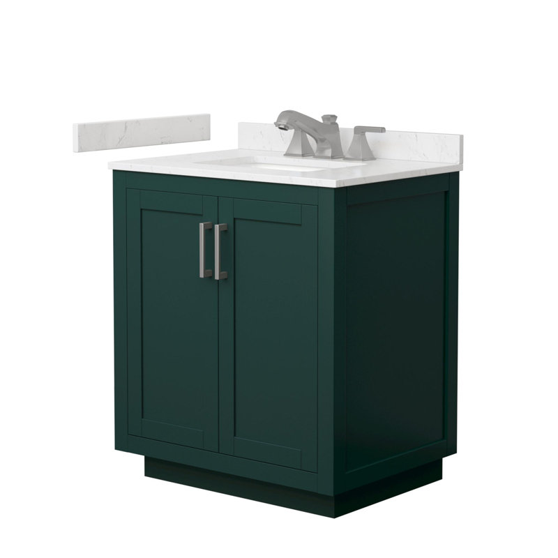 Miranda 30" Freestanding Single Bathroom Vanity with Cultured Marble Top, Brushed Nickel, Green