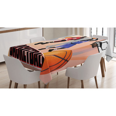 Nappe d’impression de style affiche classique "basket action players on abstract"
