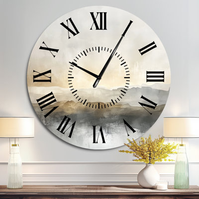 Horloge murale scandinave grise et jaune Ocean Meets Land I