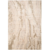 Rectangle Centennial Abstract Hand-Knotted Wool / Silk / Cotton /  Viscose / Linen Area Rug in Ivory/Beige