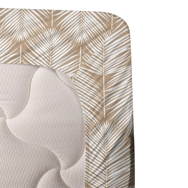 Ensemble de draps à motif de feuilles de palmier 4 pièces Ambesonne, Ensemble de draps pour lit simple TG avec 1 taie d