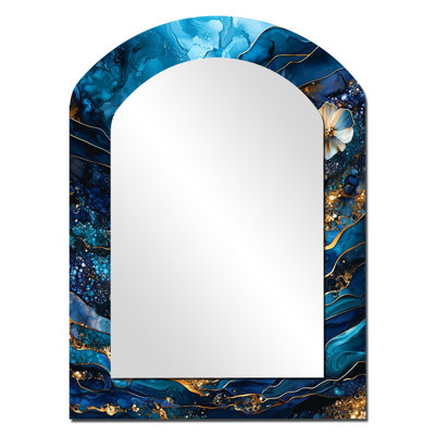 Miroir mural arqué traditionnel Buttercups Flowers And Safire Crystal Energy III