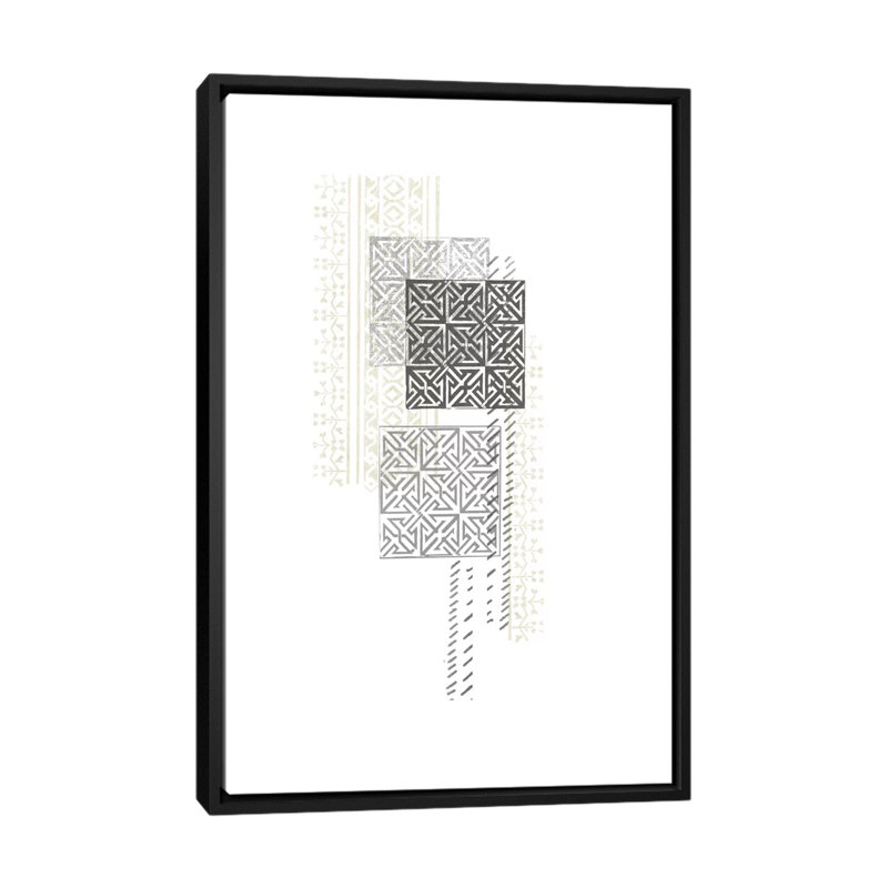 «Block Print Composition IV», reproduction sur toile, H 26 po x l 18 po x P 1,5 po, Toile avec cadre noir, Pas de tapis
