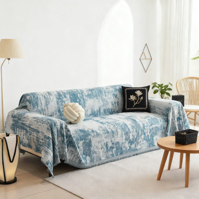 Housse de canapé modulaire en chenille avec motif géométrique abstrait, protecteur de meubles durable et lavable pour animaux de compagnie et décoration intérieure