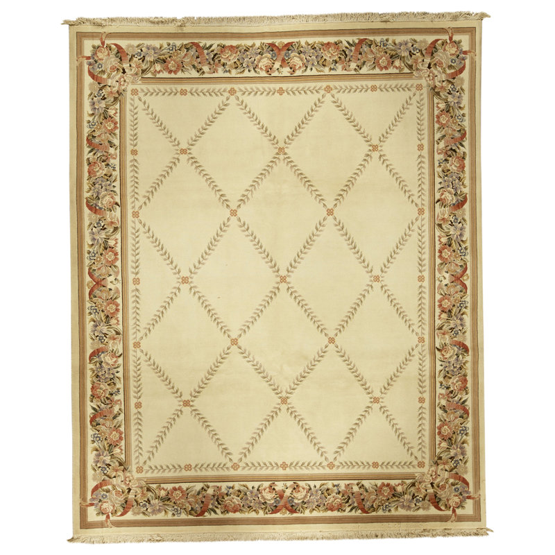 High-Quality Hand-Knotted Ivory Area Rug