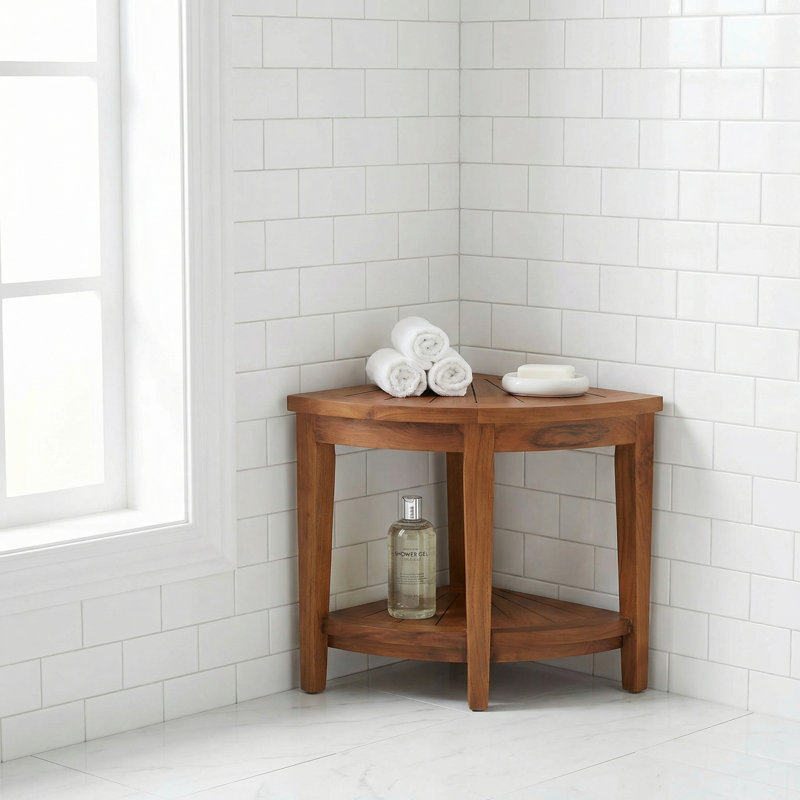Canonero 15.5'' W Teak Corner Shower Bench