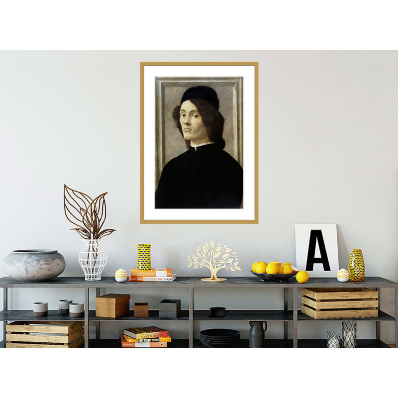 «Portrait of a Man» par Sandro Botticelli - Estampe numérique encadrée, H 41,5 po x l 30,3 po