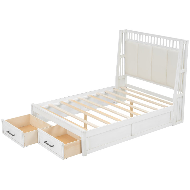 Lit plateforme Braconi avec matelas inclus, Double