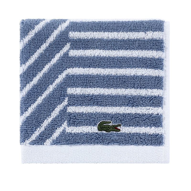 Lacoste Guethary Geometric Jacquard 100% Cotton Washcloth, Denim, 1  Piece Washcloth