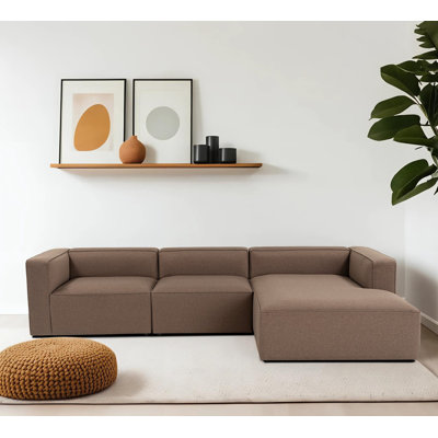Élégant canapé d'angle, tissu brun à texture douce, 126 x 27,2 x 70,9 pouces | Structure en hêtre et en sapin durable avec panneau de particules | Confortable 30 coussins de siège et de dossier en mousse à densité moyenne | Parfait pour les salons et les espaces familiaux