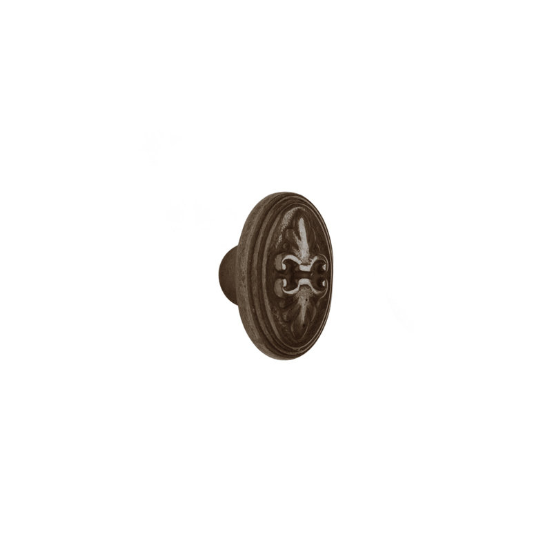 Fleur De Lis Bronze Oval Knob, Silicon Bronze Rust