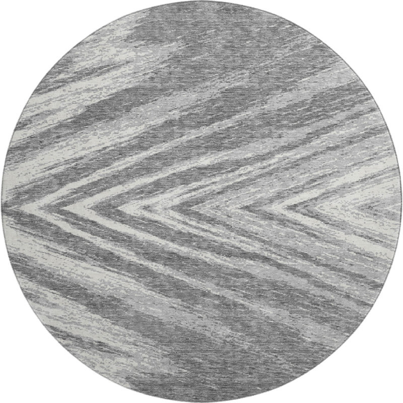 Premium Machine Washable Prisco Gray Rug, Round 8'