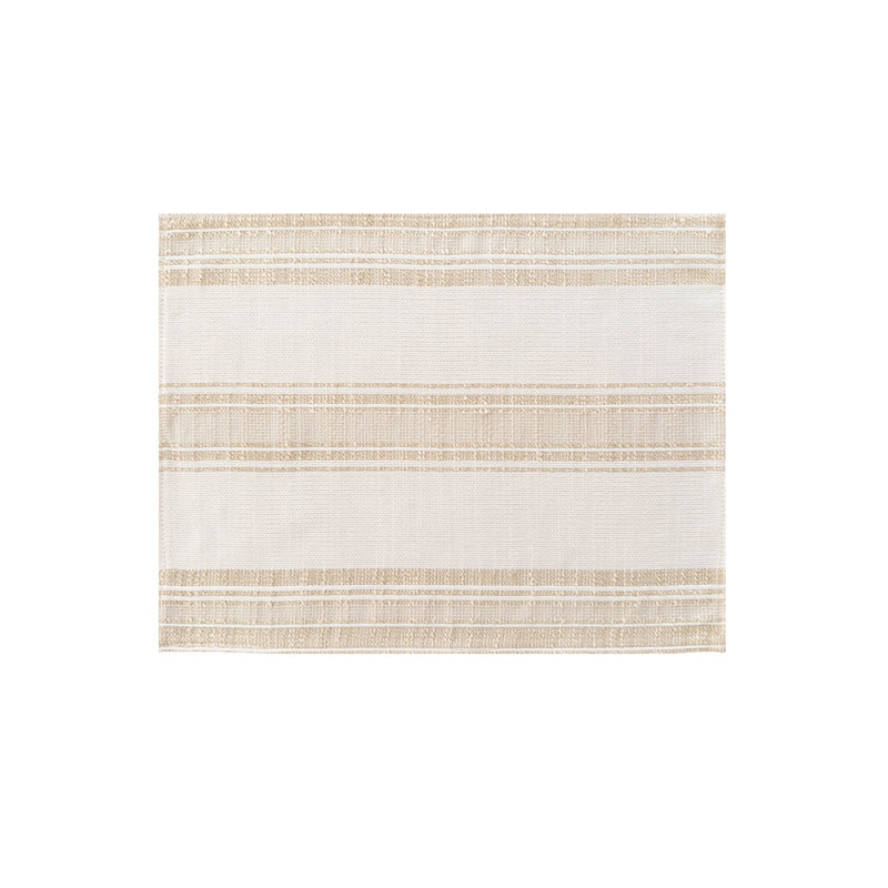 Beige Striped Cotton Indoor/Outdoor Placemat