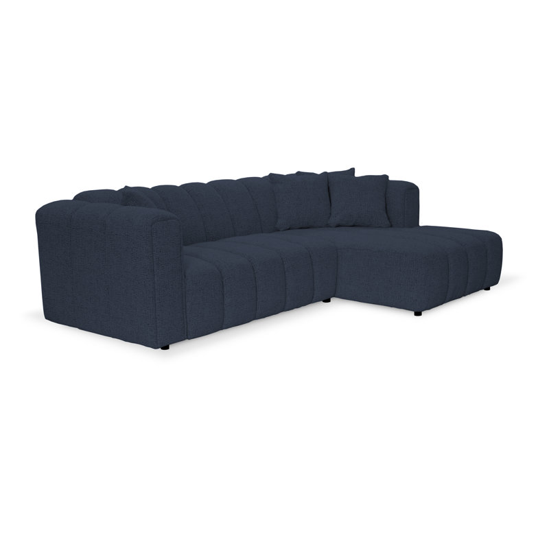 3 Seater Corner Sofa, Polyester - Navy, Right Hand Facing