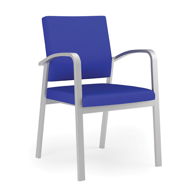 Chaise d'invité Newport, Argent, Bleu impérial Patriot Plus - vinyle facile à net