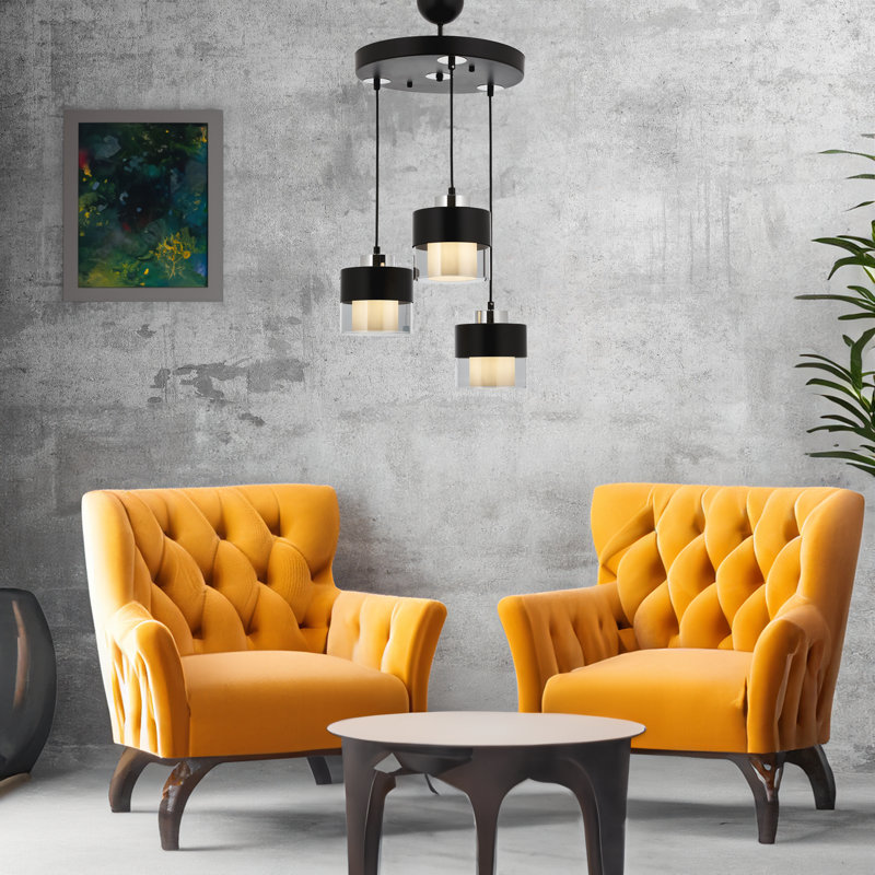 Luminaire suspendu noir 3 lumières Zaila