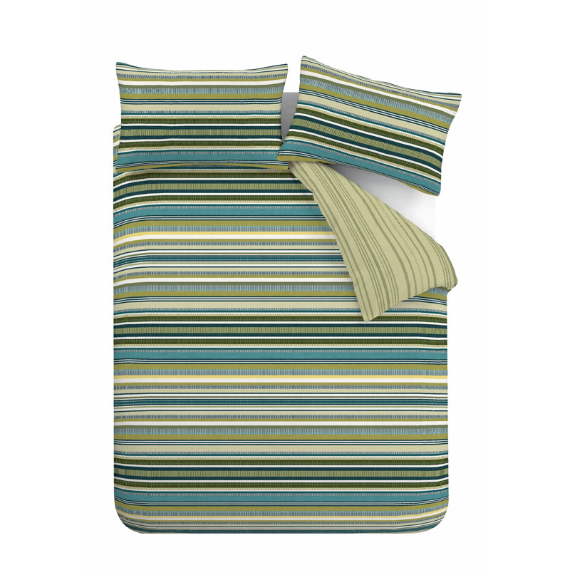 Damask Duvet Cover Set, Kingsize - 2 Standard Pillowcases, Green/Blue