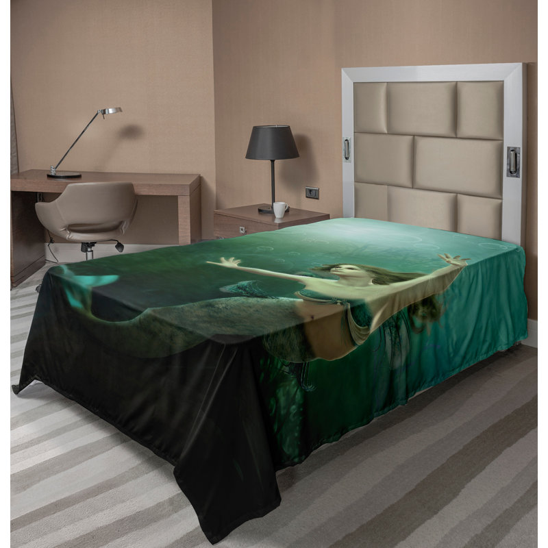 Drap-housse vert et bleu Ambesonne, Simple