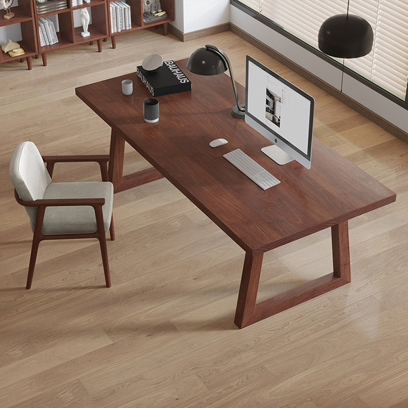 Bureau rectangulaire en bois massif brun noisette, H 29,53 po x l 55,12 po x P 27,56 po