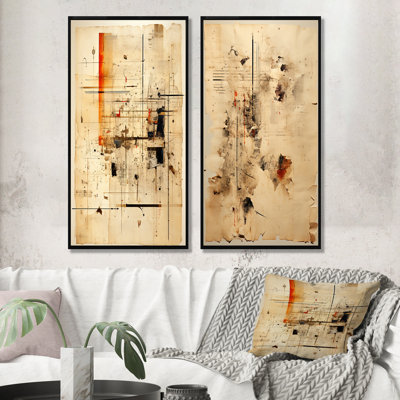 L'hindouisme puranas papyrus parchemin - ensemble de 2 reproductions d'art sur toile