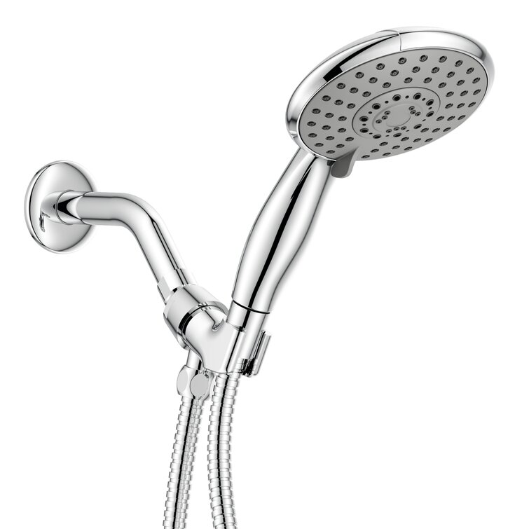 Shower Heads with High Pressure Handheld Shower Head with Hose,5 Chrome  Face Detachable Shower Head with Premium RV PVC Shower Hose,Adjustable  Solid Brass Swivel Ball Mount (Minimalist, Chrome) 