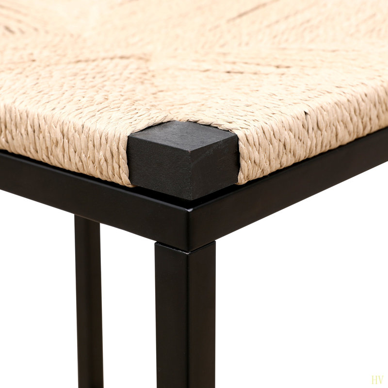 Ensemble de 2 tabourets de bar sans dossier pour comptoir de cuisine, chaises de salle à manger en corde de papier tissées pour la maison et la cuisine (corde de papier sans dossier)