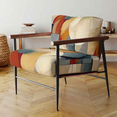 Exploration de motifs abstraits I - Fauteuil contemporain recouvert de velours, fauteuil d'appoint orange