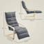 Curved Wooden Accent Chair, With Adjustable Footrest-244018913