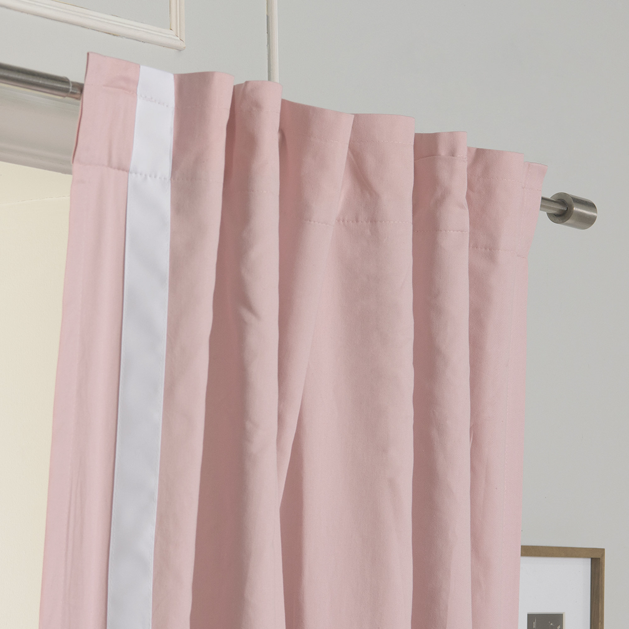 Nico Blackout Cotton Curtain, Pink/White
