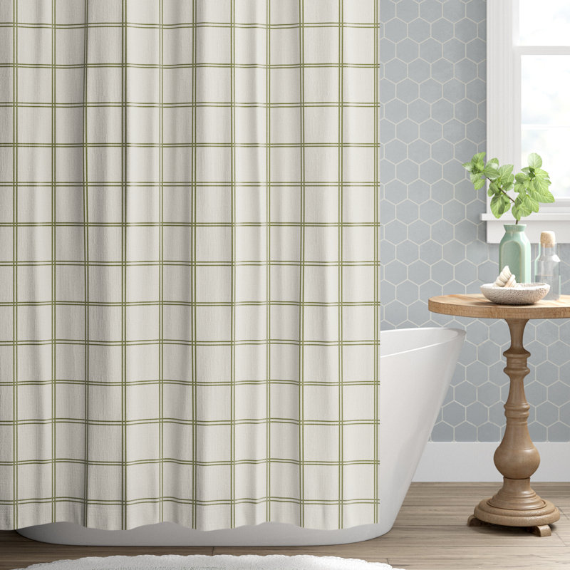 Magnus Plaid Shower Curtain, Cream/Green