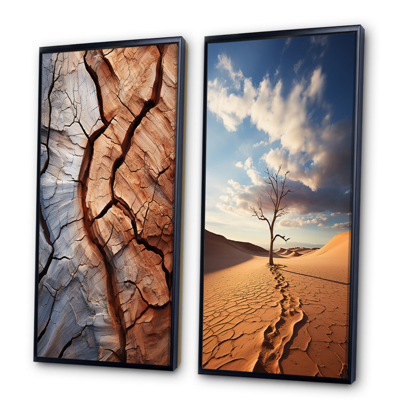 «Desert Textures Of The Sand I», 2 pièces sur toile, H 20 po x l 24 po, Cadre noir