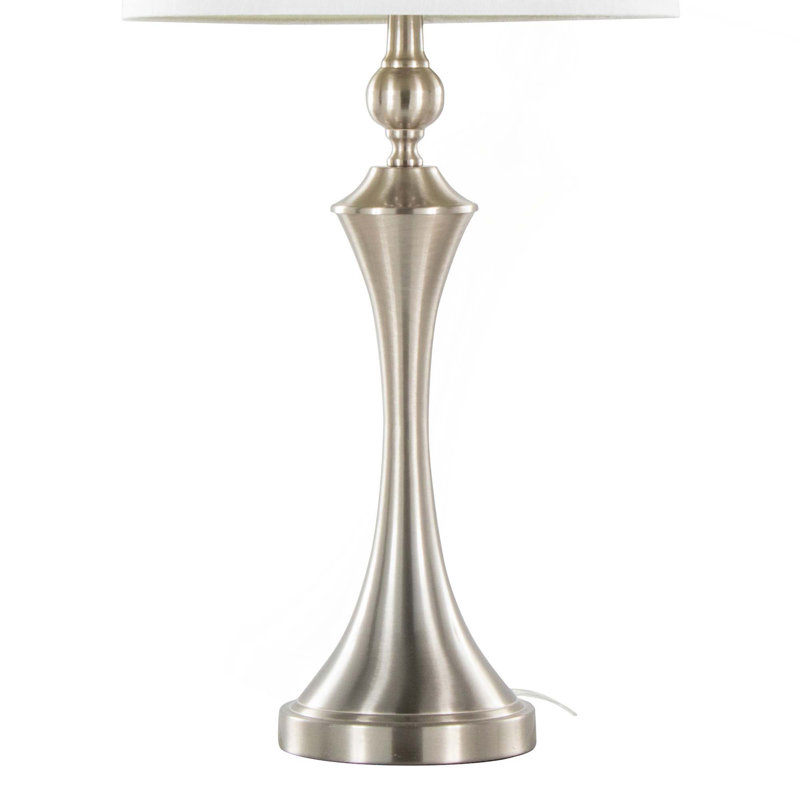 Flint 30" Contemporary Metal Table Lamp With Textured Slub Linen Shade And Built-In Usb Port From Grandview Gallery - Set Of 2