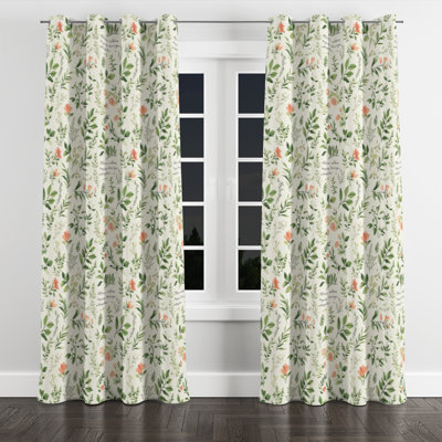 French Country Window curtains - Floral Garden Letters Grommet Curtain - 1 Panel