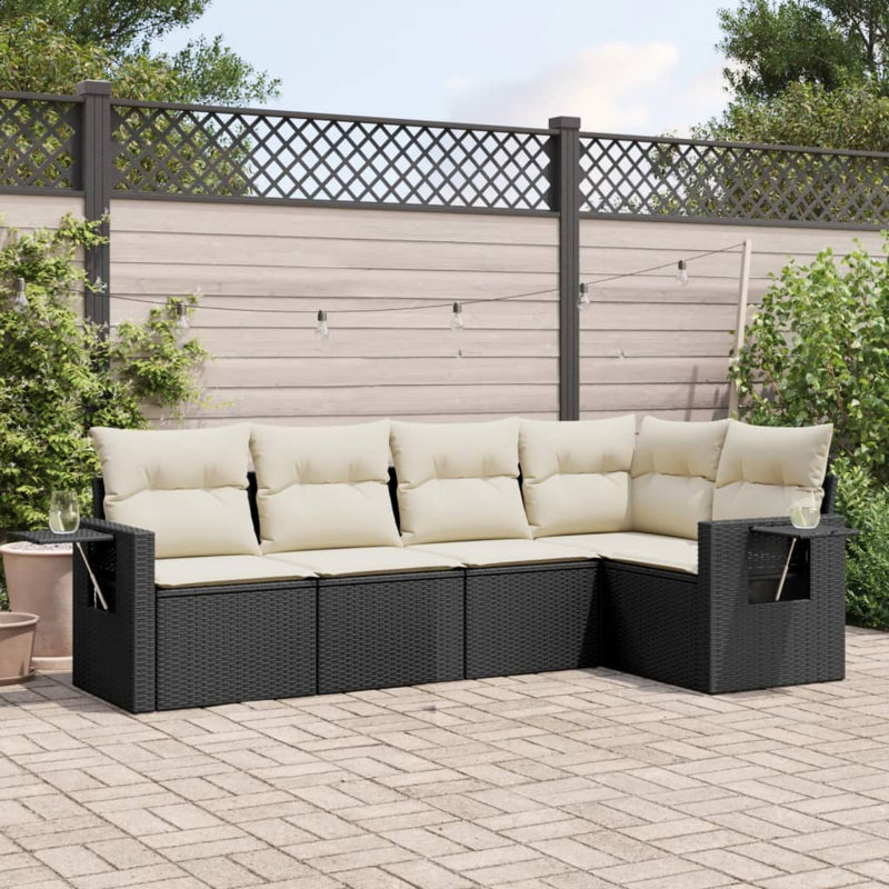 Ensemble de canapé de jardin Vidaxl noir, blanc crème