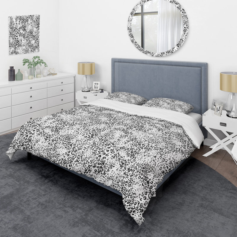 Ensemble de housse de couette en microfibre blanc / noir 3 pièces