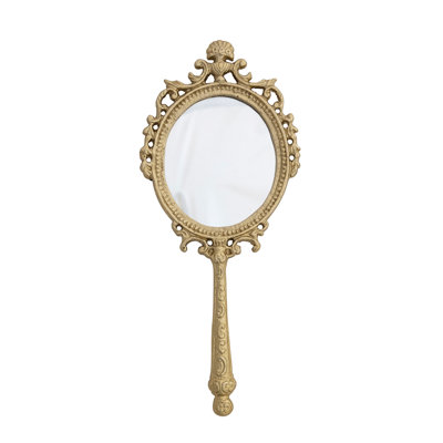 Embossed Metal Framed Hand Mirror