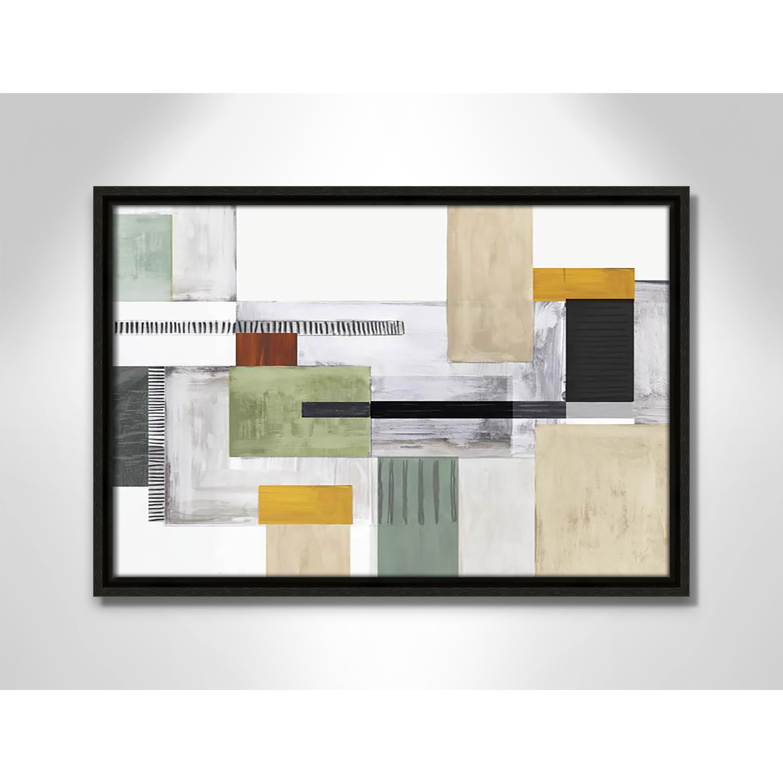 Playful Blocks Print by Tom Reeves, No Mat, Espresso Floater Framed, 13.5" H x 19.5" W x 2" D