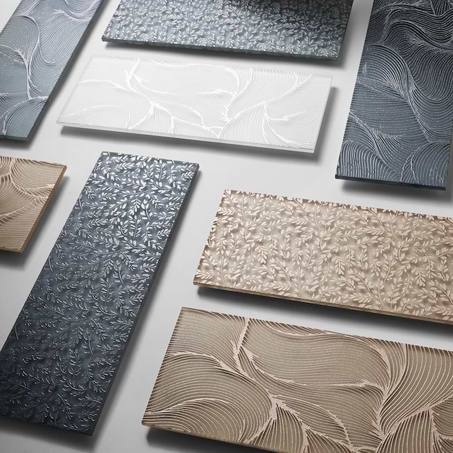 Sonya Waves 6x16 Frosted Glass Tile, Sterling Gray
